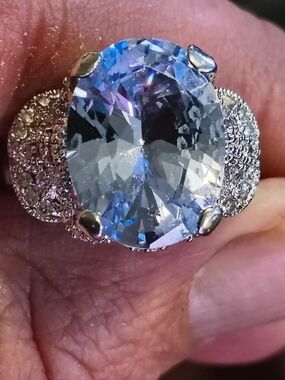 Elegant Esposito Sterling Silver Topaz And Cz Ring Size 9